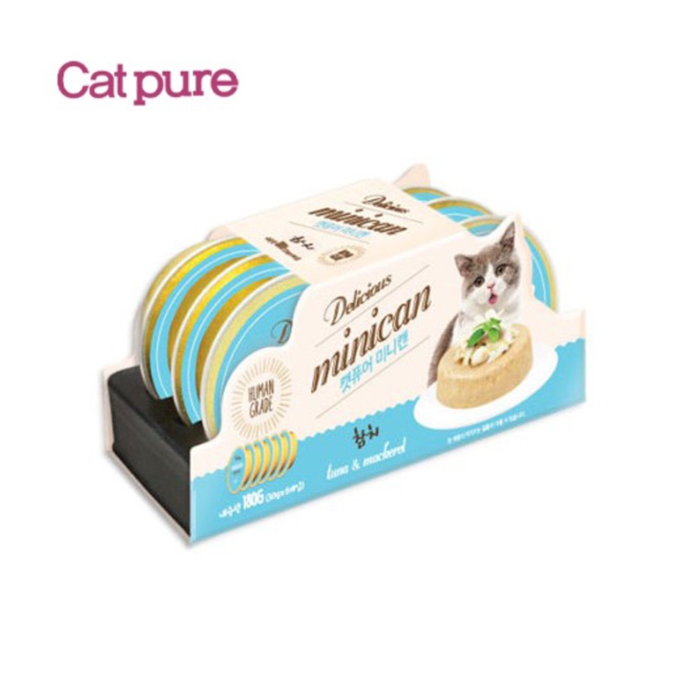 ◆[캣퓨어] 기호성좋은 고양이 습식간식 미니캔 참치 30g X 6개입